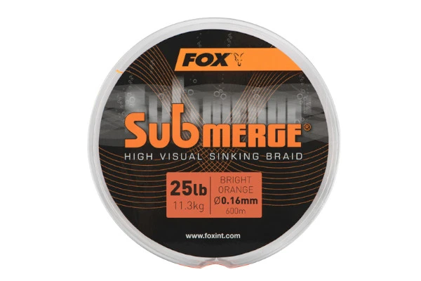 Fox Submerge High Visual Sinking Braid Bright Orange 25lbs (11.3kg) - 0.16mm Ø X600M 3 Fox Submerge High Visual Sinking Braid Bright Orange 25lbs (11.3kg) - 0.16mm Ø X600M