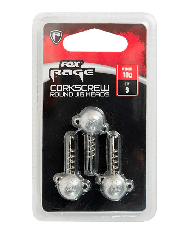 Fox Rage Corkscrew Round Jig Heads 10g X 3pc 4 Fox Rage Corkscrew Round Jig Heads 10g X 3pc - Afbeelding 2